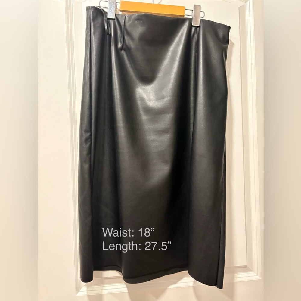 Black Faux Leather Skirt XL